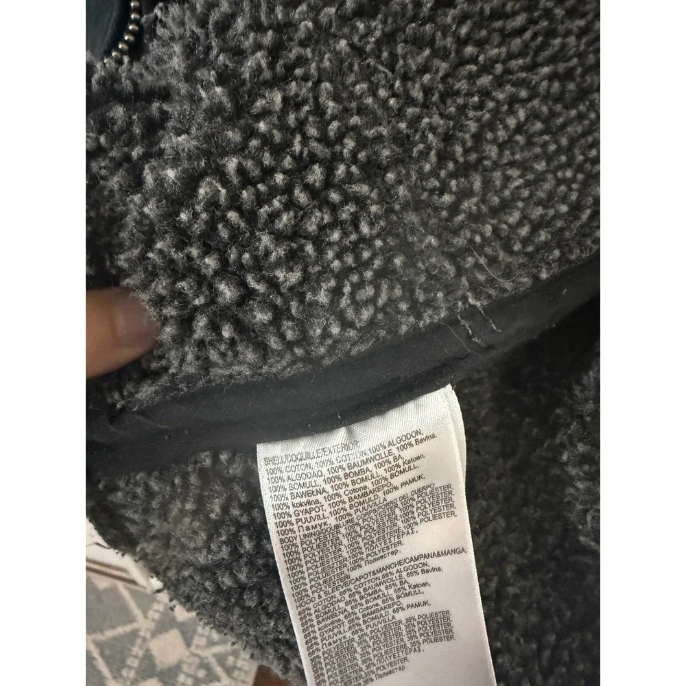 RVCA Mens Hooded Sherpa Lined‎ Jacket Black Canvas Fleece Full Zip Small